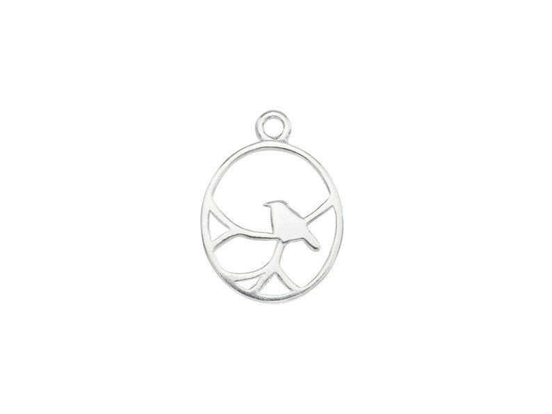 Sterling Silver Nightingale Pendant 15mm image 1