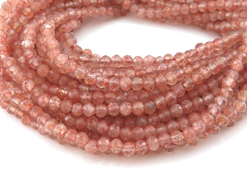 AAA Sunstone Micro-Faceted Round Beads 3mm ~ 12.5" Strand