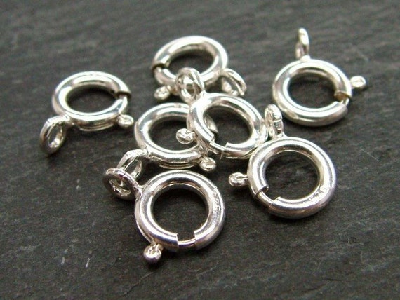5x-7mm Solid Sterling Silver Bolt Ring Clasp Closed Heavy-Findings-Spring Ring