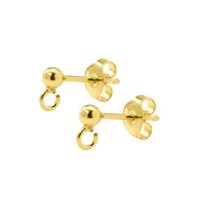 Gold Vermeil Ear Studs with Backs ~ PAIR