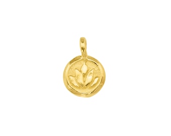 Gold Plated Vermeil Silver Lotus Charm 11mm