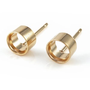 Gold Filled Tube Bezel Setting Ear Post 4mm ~ PAIR