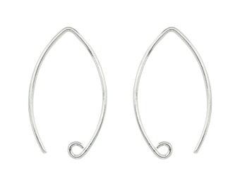 Sterling Silver V Shape Ear Wire 24mm ~ PAIR