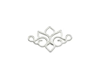 Lot De 5 Connecteurs Fleur De Lotus | Argent Tibétain 16 Mm | Bijoux Création