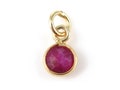 Gold Plated Silver Ruby Round Charm 6mm