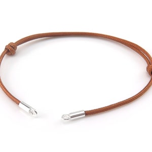 Sterling Silver & Cord Bracelet ~ Adjustable ~ Brown