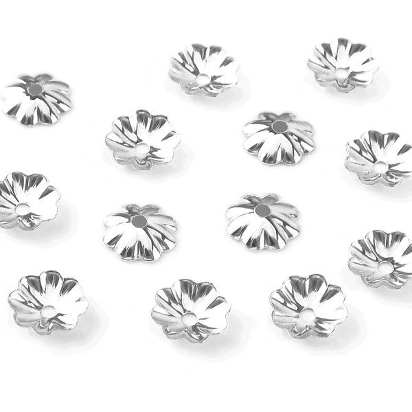 20 capuchons en argent sterling à fleurs, 3 mm