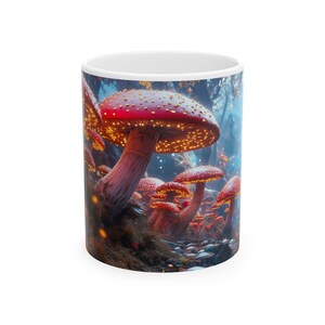 Enchanting Cosmic Mushroom Forest Mug - Mystical Fungi with Starry Night Sky - Perfect Gift for Nature and Space Lovers - Unique Coffee Cup