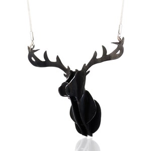 Deer head Necklace, Stag Oxidized Brass necklace, animal necklace, Cool unisex necklace, deer jewelry, deer, stag, gift for her,deer pendant