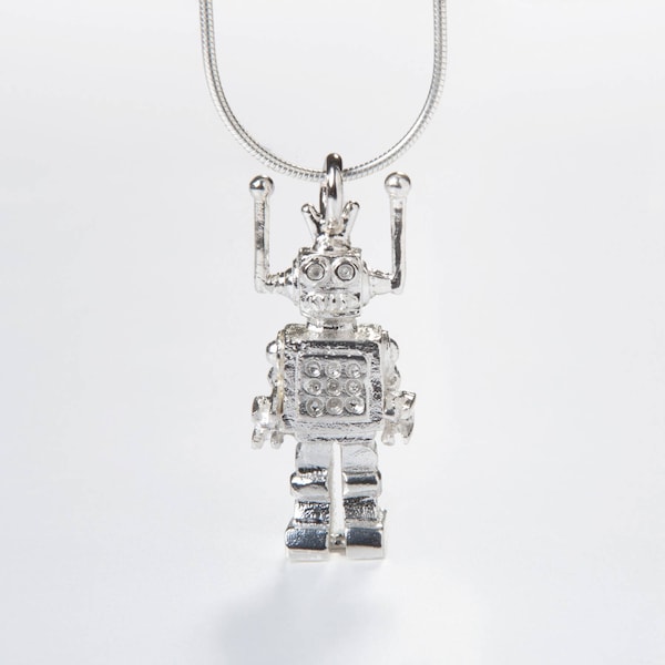 Robot, Silver Robot Pendant Charm, Little Robot Pendant Silver Necklace, Sterling Silver Robot Charm,Computer Geeks,gift for a girl,handmade