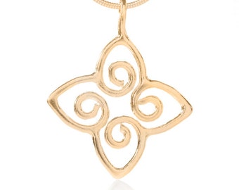 oriental Flower pendant, flower pendant, 14k Gold Flower Necklace, Mandala flower pendant necklace,filigree women pendant,minimalist charm