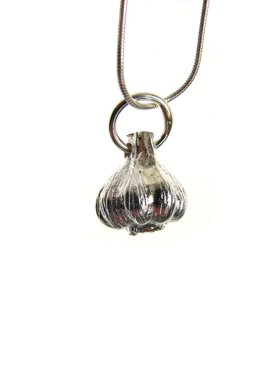 Garlic Silver Charm, Garlic Necklace, Garlic Bulb Pendant, Garlic Pendant, Sweet Charm, Food