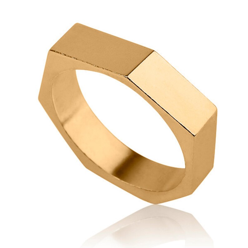 Nut Men Wedding Ring , 14k Gold Industrial Modern Wedding Ring , 14k