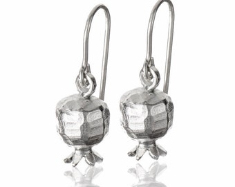 Pomegranate Earrings, silver 925 Hanging Earrings,Pomegranate Jewelry,silver Dangle Earrings,Judaica Fruit Earrings,pomegranate,gift for mom