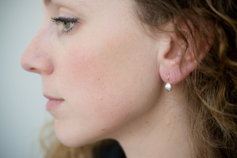 oval earrings Pebbles silver stud earrings silver stud stone earrings ellipse silver Stud earrings Drop Stud earrings handmade earrings