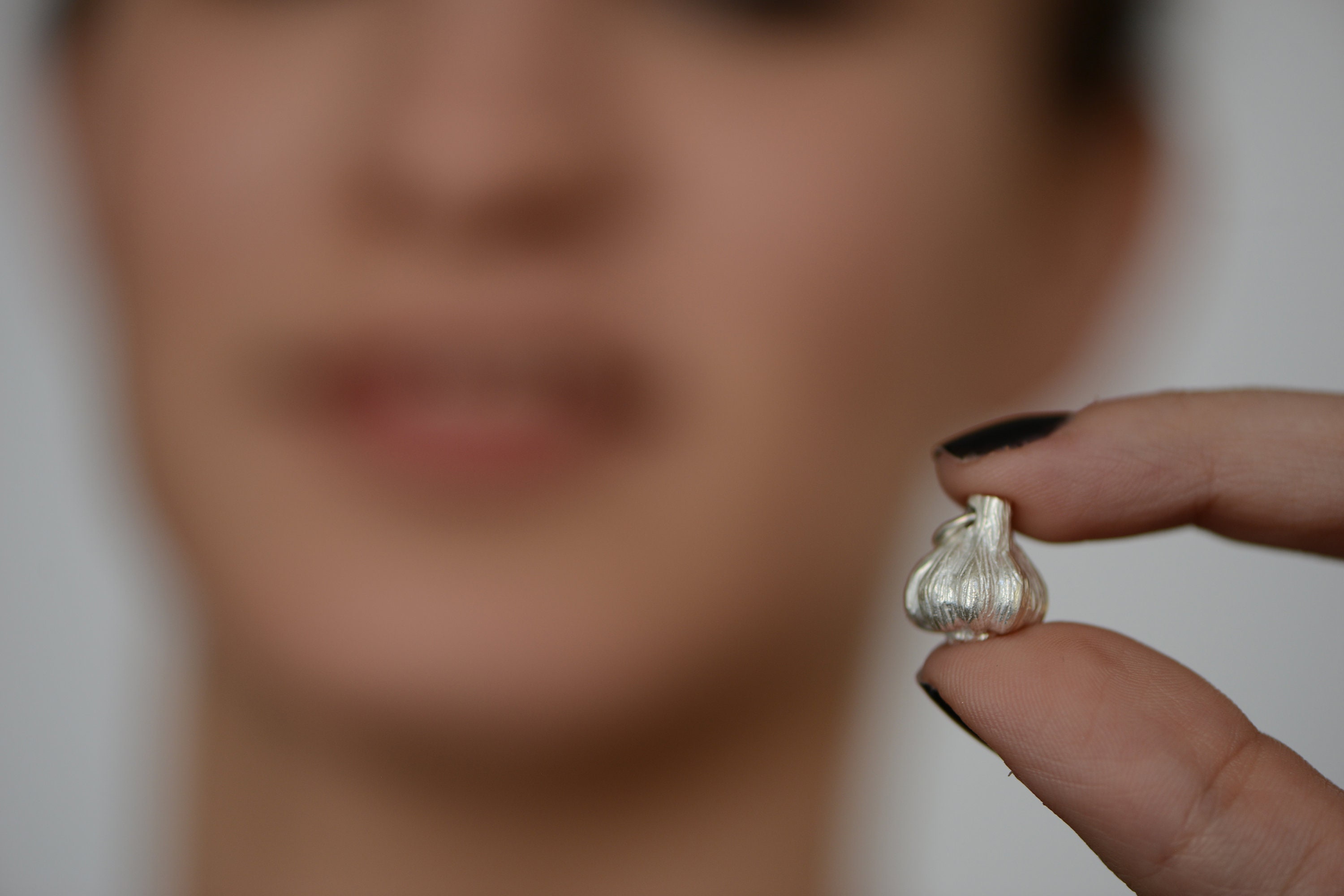 Garlic Silver Charm, Garlic Necklace, Garlic Bulb Pendant, Garlic Pendant, Sweet Charm, Food