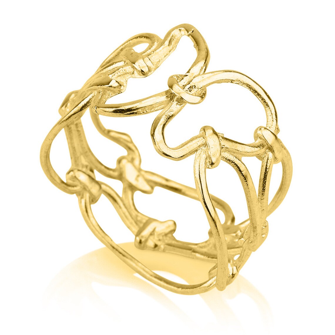 14K Gold Abstract Ring Bubbles Ring Gold Bars Ring Etsy