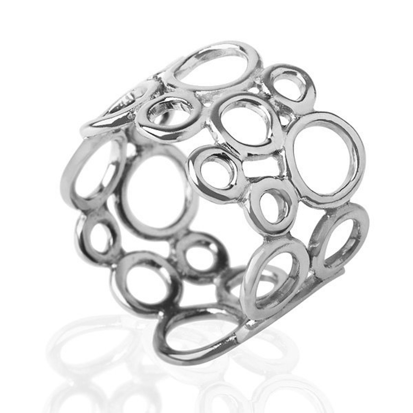 White Gold Bubble Ring 14k White Gold Circle Ring Wide Etsy