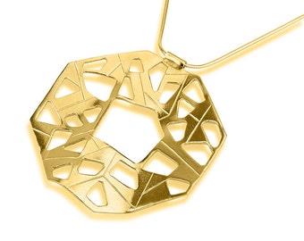 14K Gold Geometric Pendant Necklace, Gold Modern Necklace,Octagon Pendant Necklace,Geometric Gold Pendant,Minimalist Pendant,octagon pendant