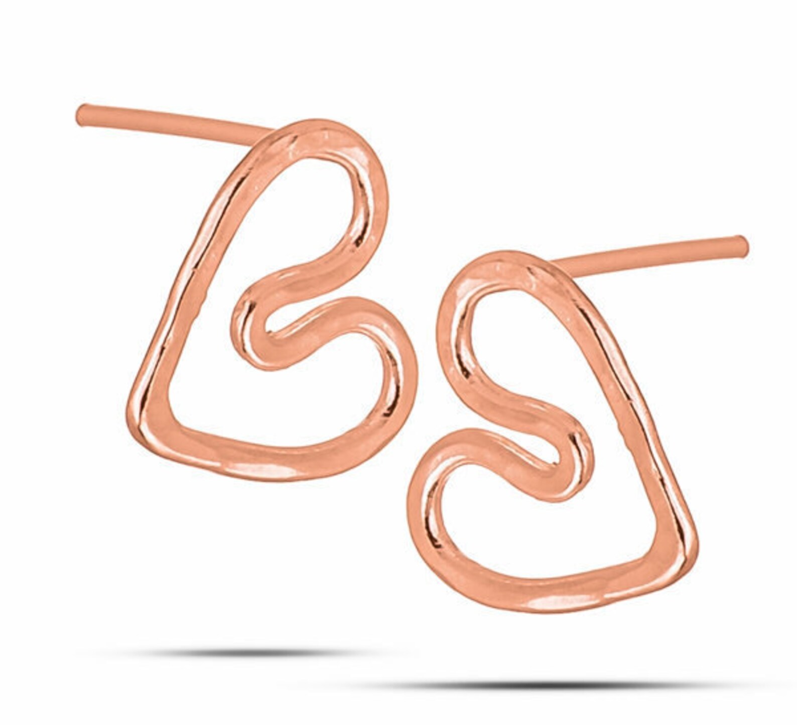 Heart Earrings, 14k Gold Heart Earrings, Heart Shaped Stud Earrings, Heart Post Earrings, Gift