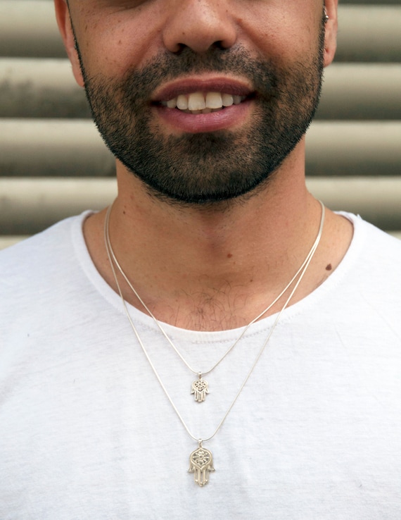 14K White Gold Hamsa Pendant Necklace Hand Of Fatima Necklace Gold Evil Eye Necklace Hamsa Hand Necklace Tiny Charm Small Charm Hand Charm
