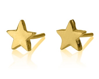 Gold Stern Ohrringe, Stern Ohrstecker, süße Ohrringe, 14 k Gold Stern, kleine Stern Ohrringe, Charm Ohrringe, Stern, Stern Schmuck Ohrringe, Sterne