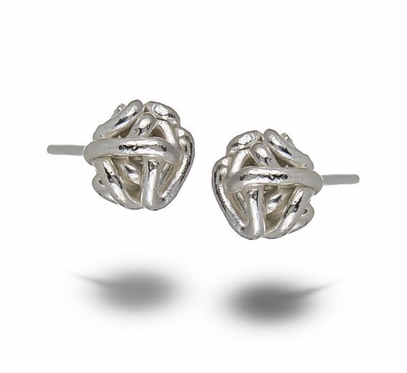 Knot Earrings Sterling Silver Wire Knot Stud Earringswire | Etsy