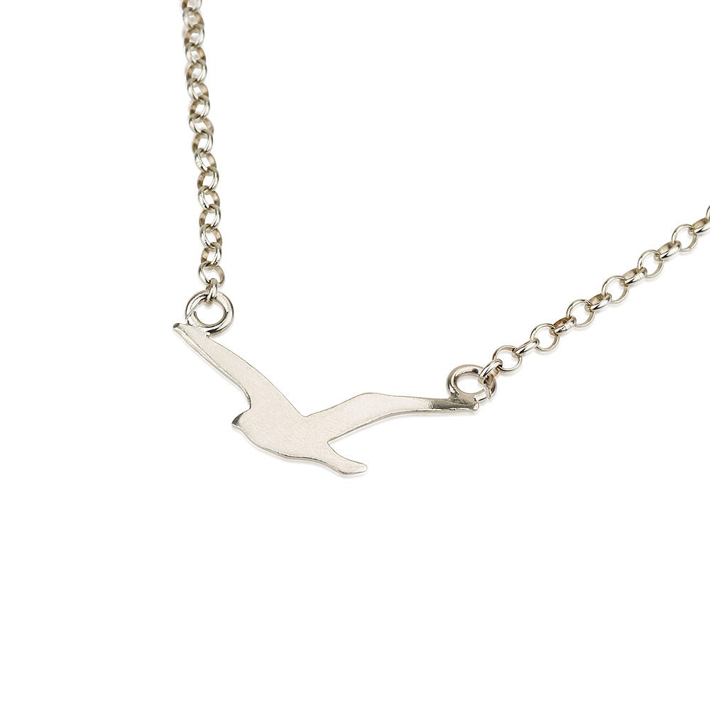 Seagull Necklace, Silver Bird Necklace, Seagull Pendant, Tiny Bird ...
