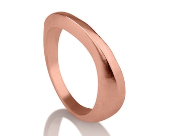 14k Rose Gold Infinity Wedding Ring , Classic Wedding Ring , 14K Rose Gold Wedding Band , Unique 14k Gold Wedding Ring