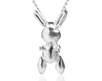Rabbit Pendant, Bunny Necklace, Tiny Cute Rabbit Charm, Sterling Silver bunny pendant, Tiny Bunny charm,cute small bunny charm,Silver Rabbit