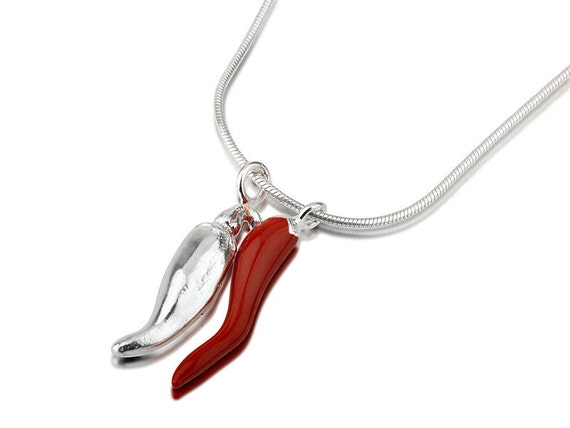 Hot Pepper Necklace, Red Enamel and Sterling Silver Chili Charms, Mens gift  Teen | eBay