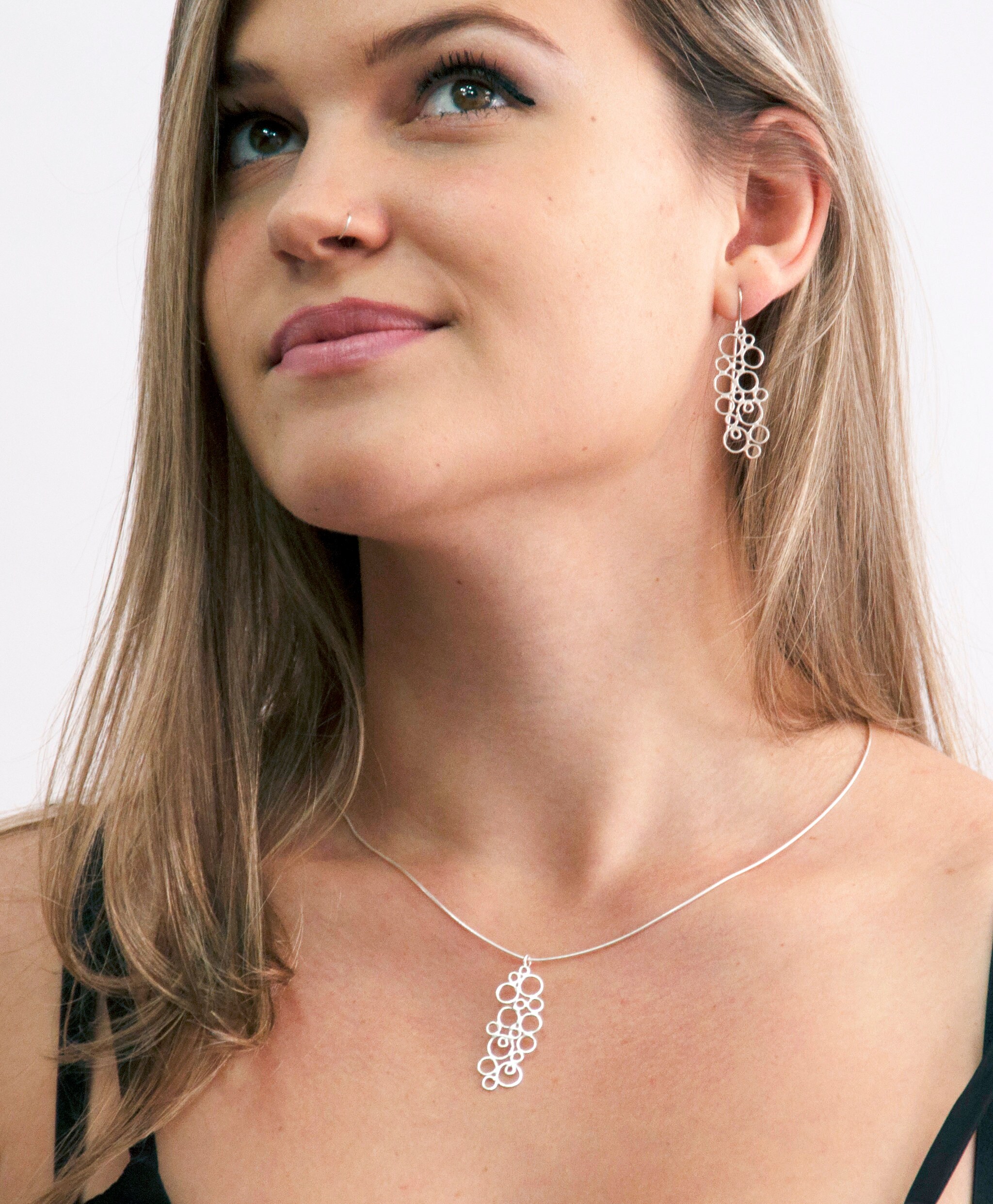 14K Gold Bubble Necklace Pendant Gold Circles Pendant Long Etsy Israel