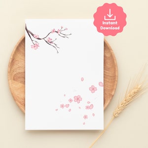 Sakura Kirschblüten bearbeitbare leere Vorlage, bedruckbare Karten, benutzerdefiniertes Schild, Blume stationär, pdf, png, jpg, svg