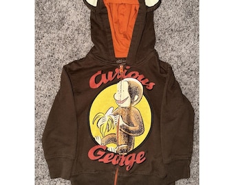 Curious George 4T/5T Full Zip Jacket Character Hoodie With Ears Boys Girl Y2K