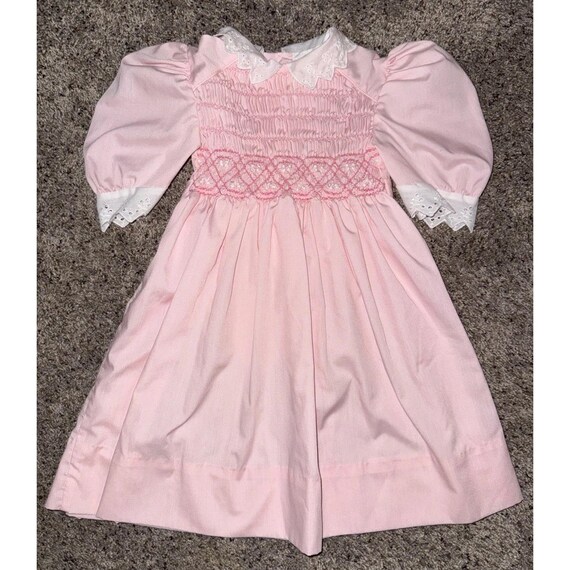 polly flinders dresses Vtg Dress Hand Smocked Lace Pink Puff … Color:Riviera Basic Dress S3 Apparel Women's Sculpting Embroidery