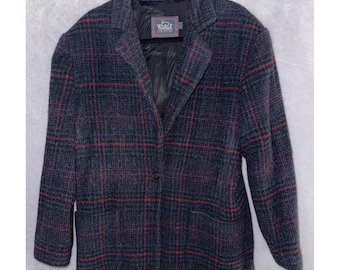 Vintage Woolrich Green/Blue Plaid Button Womens Blazer USA Size Large