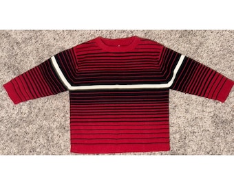 Vintage Old Navy Sweater 12-18 Month Red/black Striped Crewneck Pullover Retro