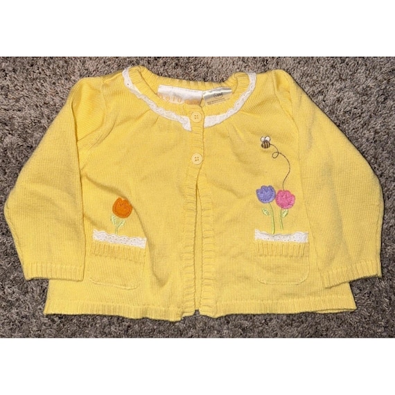 Beluga New York Baby Girl 18 Month Yellow Knot Cardigan Sweater Floral Lace