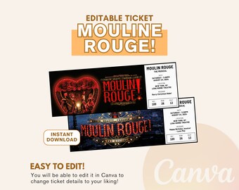 Moulin Rouge Editable Ticket Theatre, Moulin Rouge! The Musical 2024, Memorabilia Surprise Gift, Moulin Musical Ticket, Digital Download