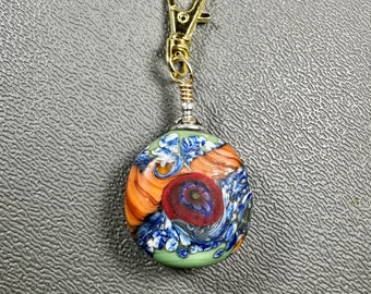 Lamp Work Glass Bead Clip Or Pendant 14ct gold Fill Headpin Silver