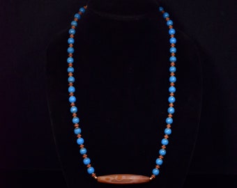 African Trade Bead Necklace Personal Collection 26 ins with Two Sliding Knots.