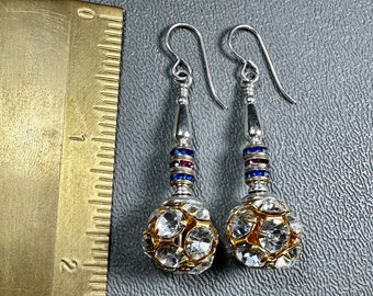 Frivolous Small Smart Fun Earrings Swarovski Crystal and Sterling Silver