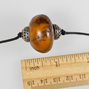 Necklace Rare Moroccan Copal Amber Set in Vintage Hand Fashioned Silver Bead Caps on Two Knot Cord image 5