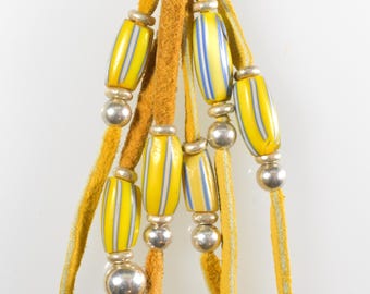 Murano Trade Beads Tassel on Strong Deerskin Leather #Q+Pure Findings