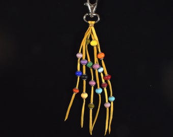 Lamp Work Glass Beads Tassel on Strong Deerskin Leather #L