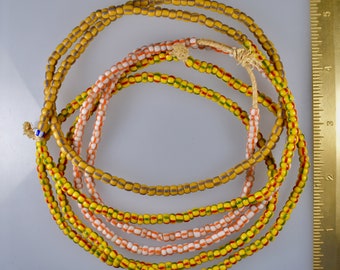 African Trade Beads #, Complete Strands Yellow and Red