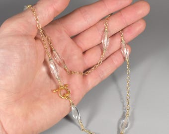 Swarovski Crystal and 24 ct gold Fill. 21 ins Long, Necklace from Kate Drew-Wilkinson's Private Collection. Heart Toggle Clasp.