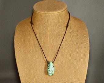 Necklace Light Turquoise Stone Pendant with 2 Sliding Knots