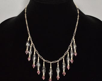 Rare Clear Swarovski Crystal Beads in 14 ct Gold Fill Necklace 17.5 ins by Kate Drew-Wilkinson