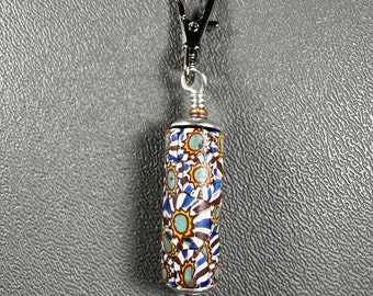 African Trade Bead on Clip For Key Ring, Purse Clip. Anywhere You Like!